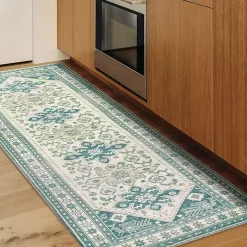 Teal Seraz Washable Runner, 2x7