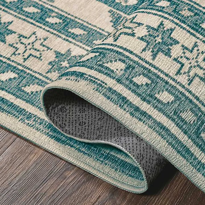 Teal Seraz Washable Runner, 2x7