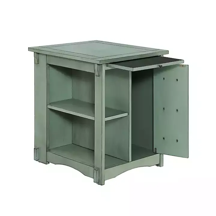 Teal Wood Parnell Storage Accent Table