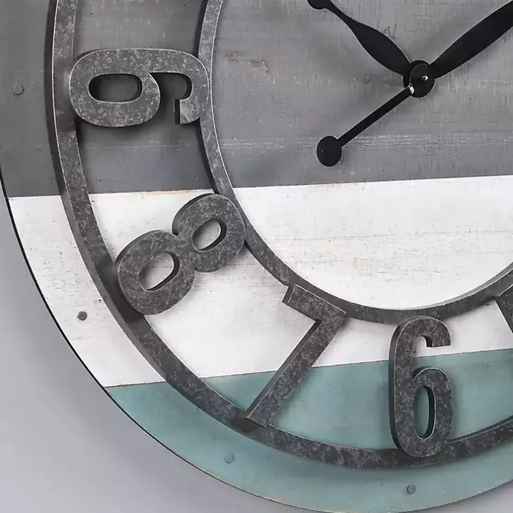 Teal Wood Plank Wall Clock