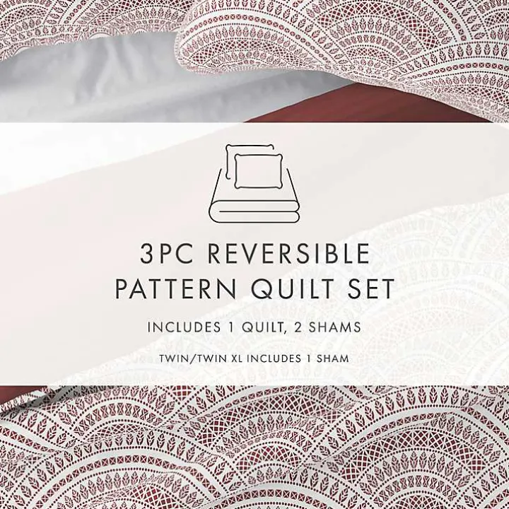 Terra Scalloped Reversible 3-pc. Queen Quilt Set