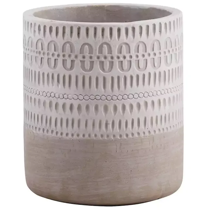 Terracotta Etched Boho Utensil Crock