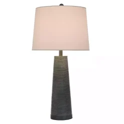 Textured Denim Blue Tapered Table Lamp