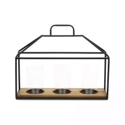 Three Glass Inserts Black Metal Lantern