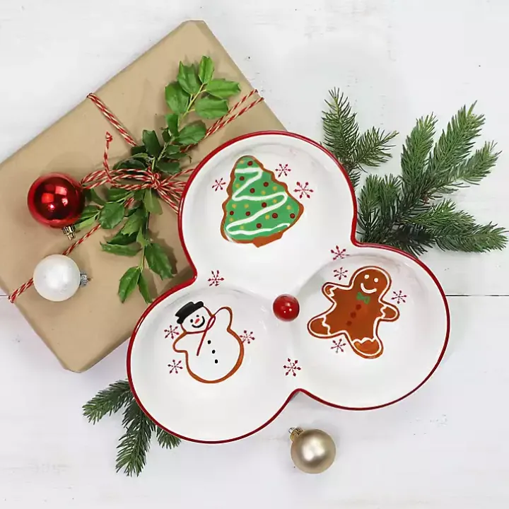 Three-Section Christmas Serving Platter