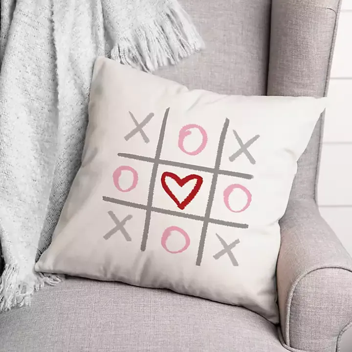 Tic Tac Toe Heart Pillow
