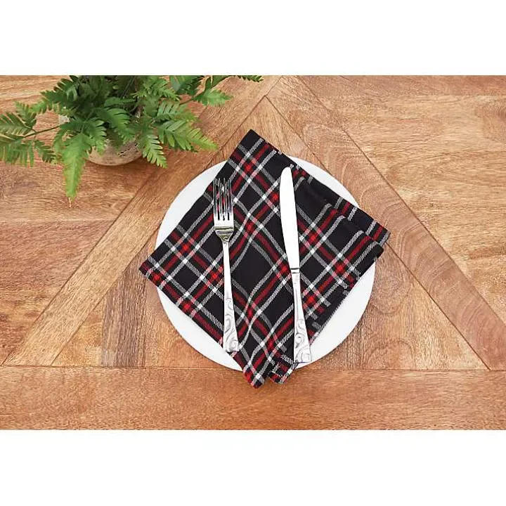 Tinsel Black Plaid Napkins, Set of 6