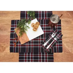 Tinsel Black Plaid Napkins, Set of 6