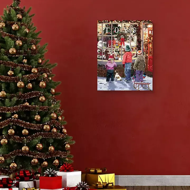 Toy Shop Display Window Christmas Canvas Art Print