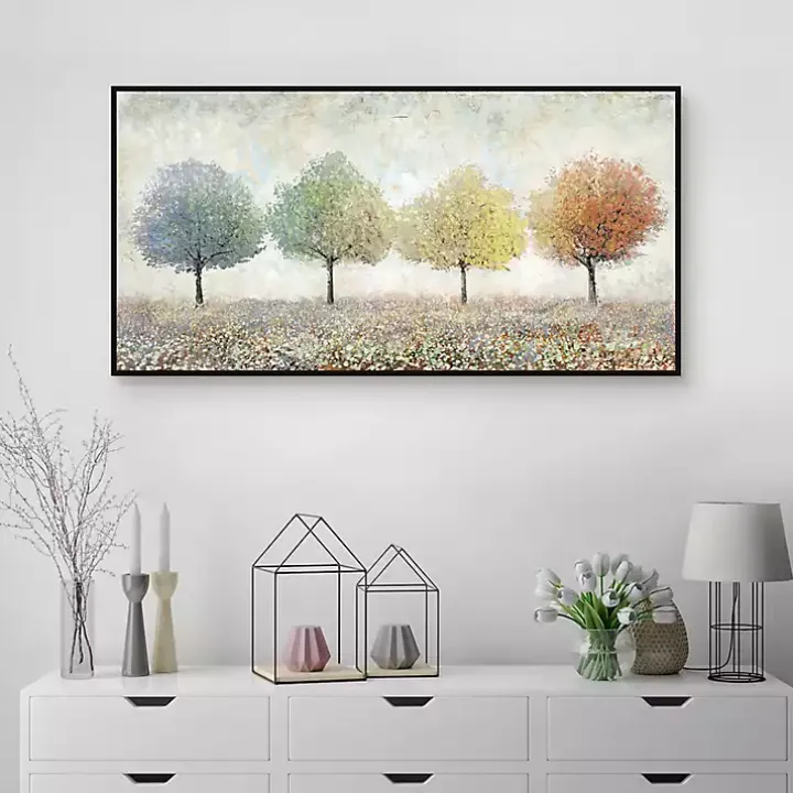 Transitional Trees Framed Canvas Art Print