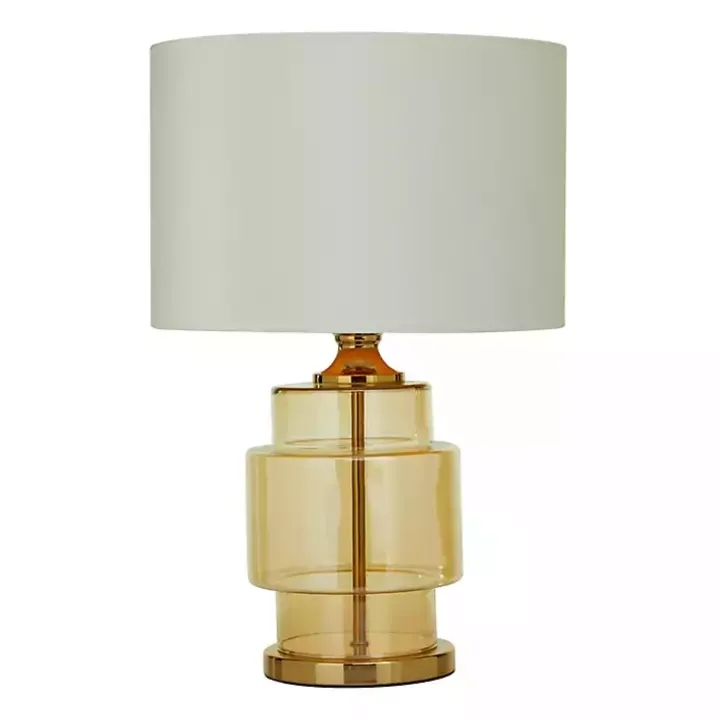 Translucent Orange Glass White Shade Table Lamp