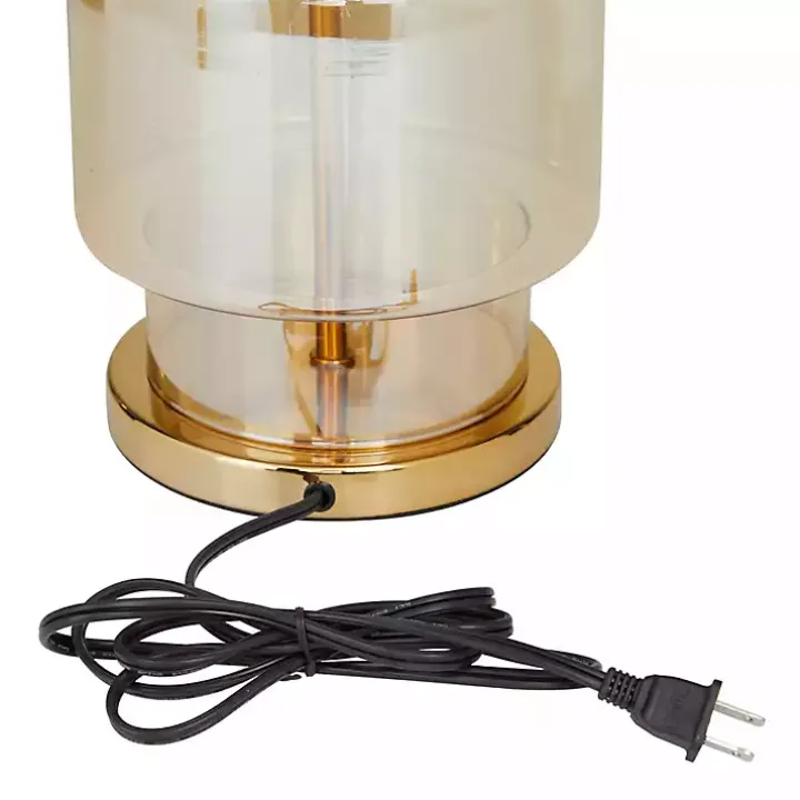 Translucent Orange Glass White Shade Table Lamp