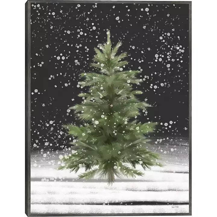 Tree With Snow Fall Christmas Wall Plaque