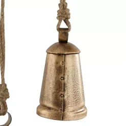 Triangular Aged Gold Hanging Bells, Set of 3