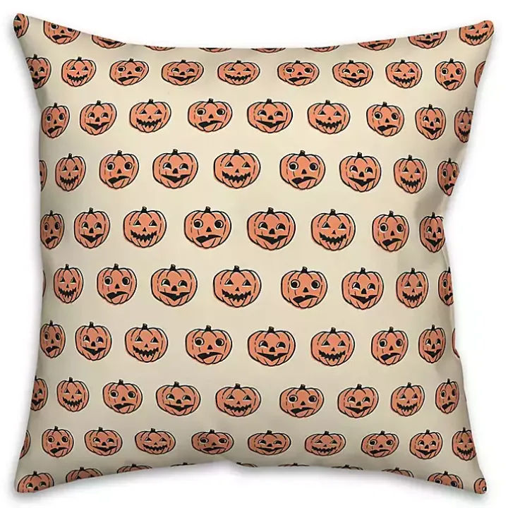 Trick or Treat Pumpkins Pattern Throw Pillow