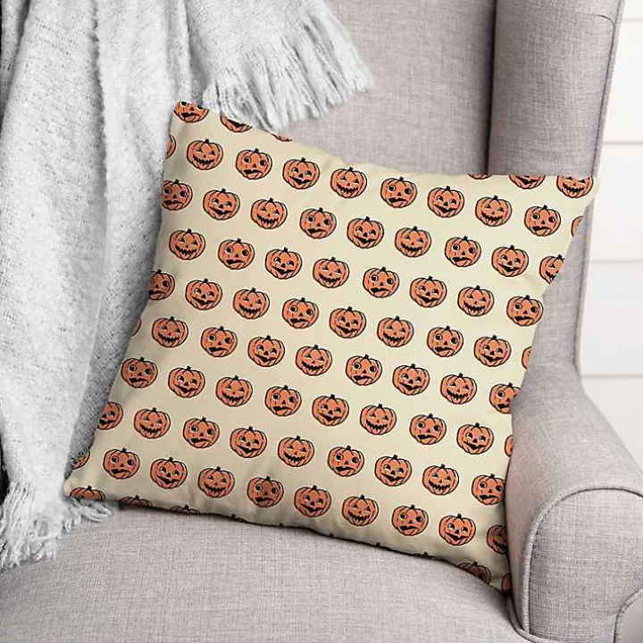 Trick or Treat Pumpkins Pattern Throw Pillow