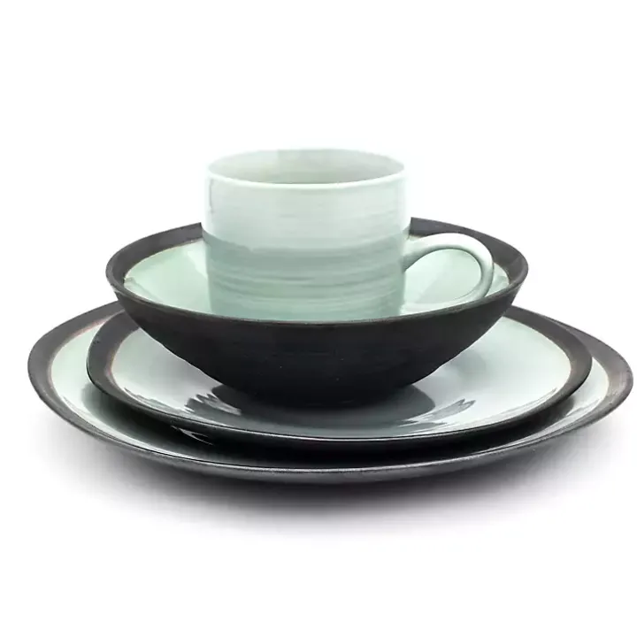 Turquoise and Black Ceramic 16-pc. Dinnerware Set