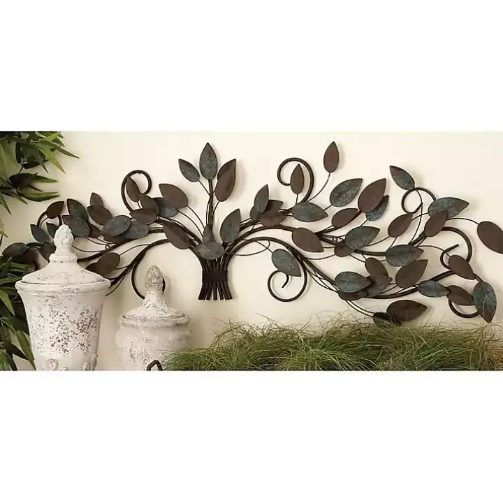 Turquoise Bronze Distressed Iron Vine Wall Plaque