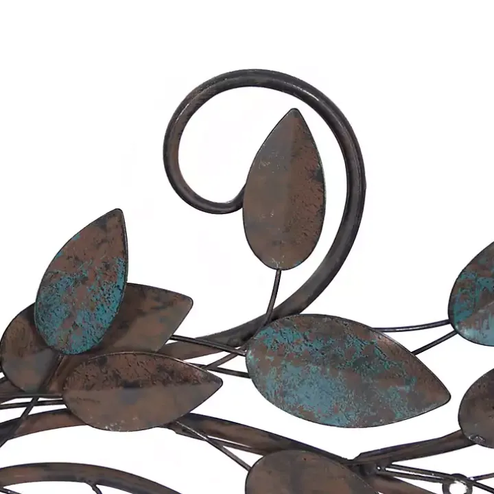 Turquoise Bronze Distressed Iron Vine Wall Plaque
