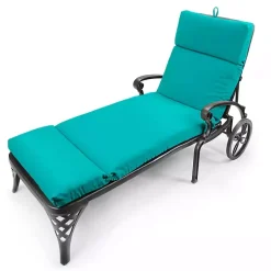 Turquoise Canvas French Edge Chaise Cushion
