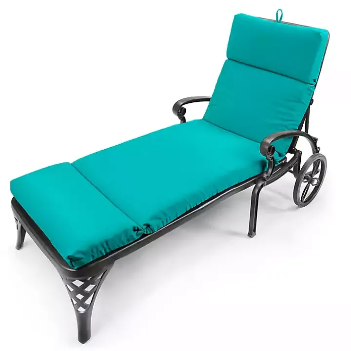 Turquoise Canvas French Edge Chaise Cushion