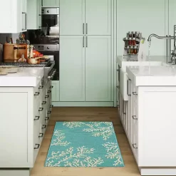 Turquoise Coral Indoor/Outdoor Rug, 2x3