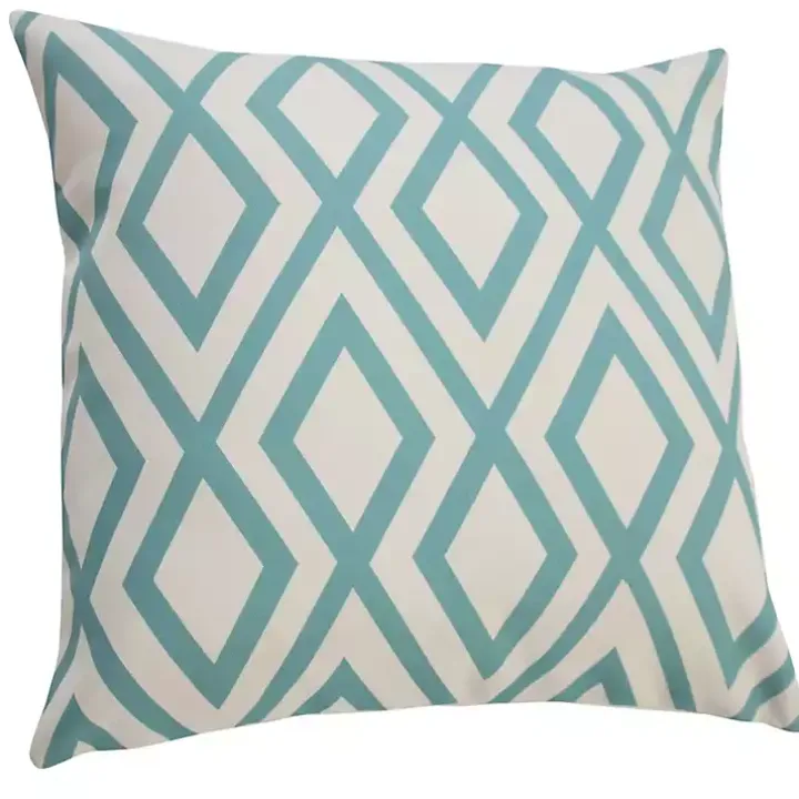 Turquoise Geometric Diamond Outdoor Pillow
