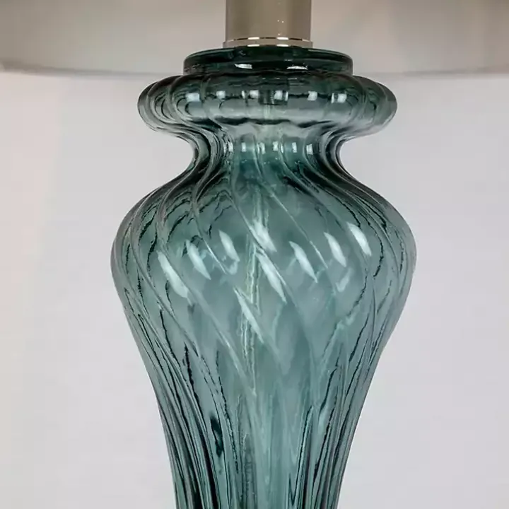 Turquoise Glass Table Lamps, Set of 2
