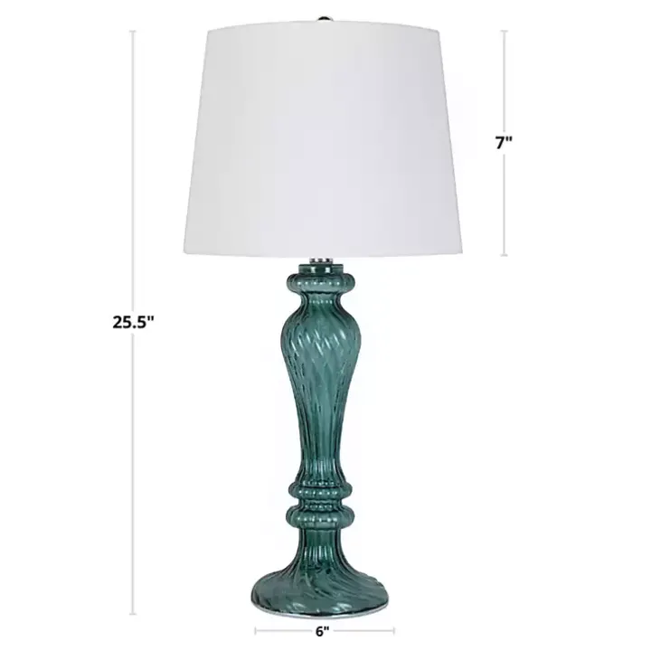 Turquoise Glass Table Lamps, Set of 2