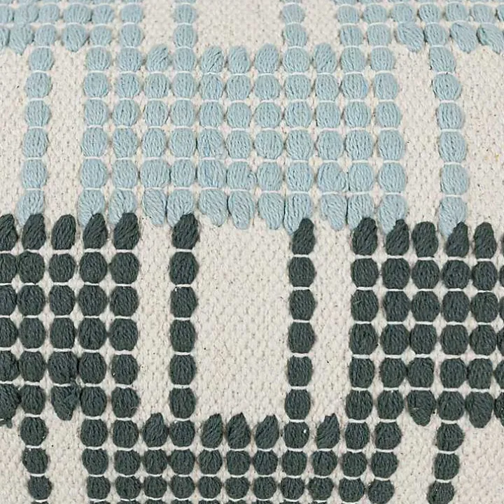 Turquoise Plaid Tassel Lumbar Pillow