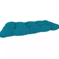 Turquoise Tufted Canvas Outdoor Bench Cushion
