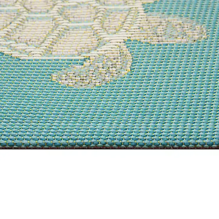 Turquoise Turtles Indoor/Outdoor Rug, 3x4