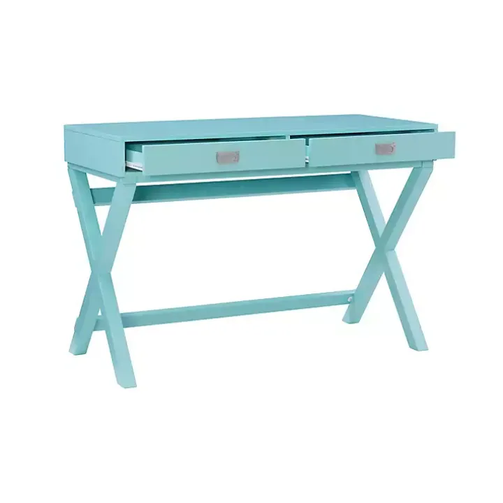 Turquoise Wood 2-Drawer Peggy Desk