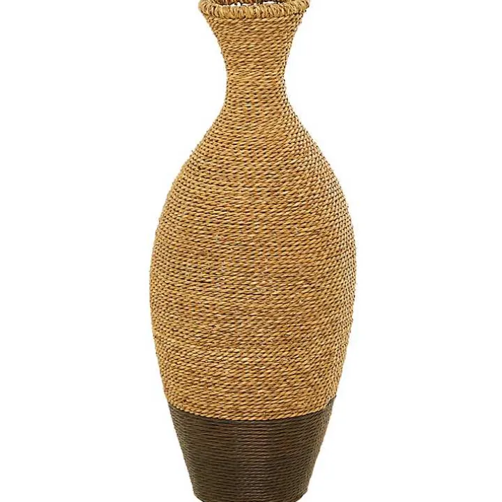 Two-Toned Natural Seagrass Floor Vase, 27 in.