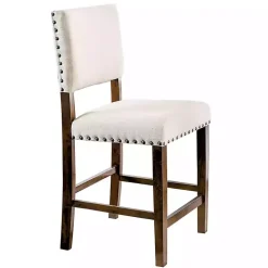 Upholstered Cherry Finish Counter Stools, Set of 2