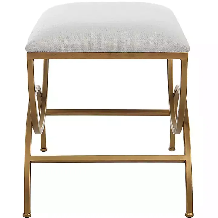 Upholstered Gold Metal Arched Frame Bench