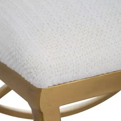 Upholstered Gold Metal Arched Frame Bench