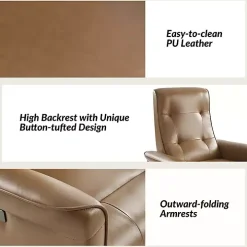 Val Brown Faux Leather Swivel Power Recliner