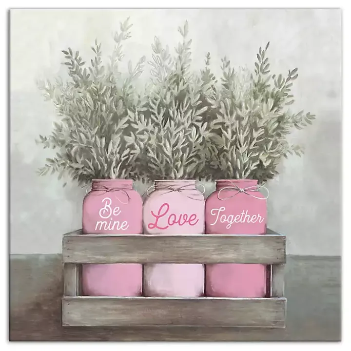 Valentine's Day Mason Jar Canvas Art Print