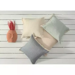 Vanilla Gauze Organic Fringe Throw Pillow