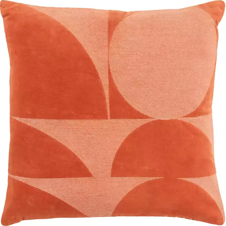 Velvet Orange Monochrome Shapes Throw Pillow