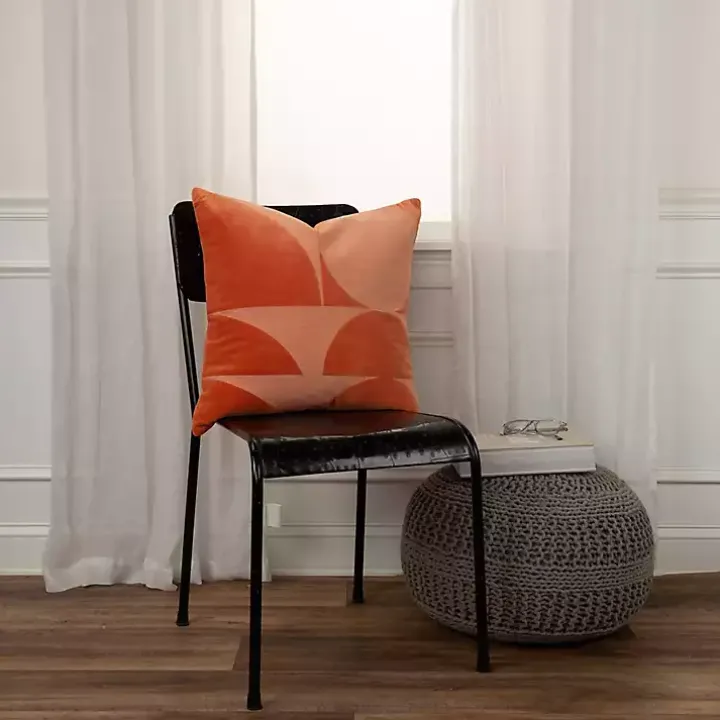 Velvet Orange Monochrome Shapes Throw Pillow
