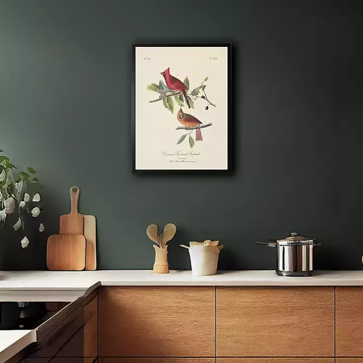 Vintage Cardinal Birds Framed Art Print