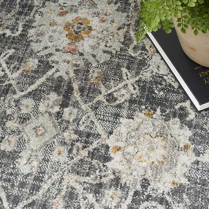 Vintage Charcoal Oushak Area Rug, 5x7