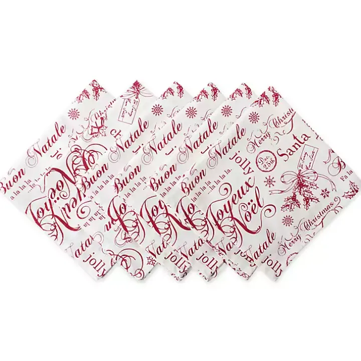 Vintage Christmas Print Napkins, Set of 6