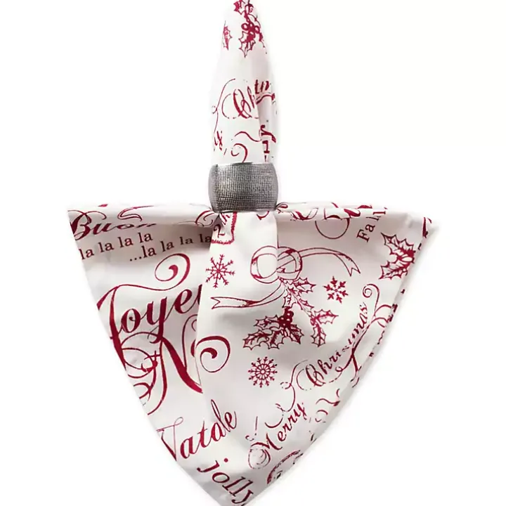 Vintage Christmas Print Napkins, Set of 6