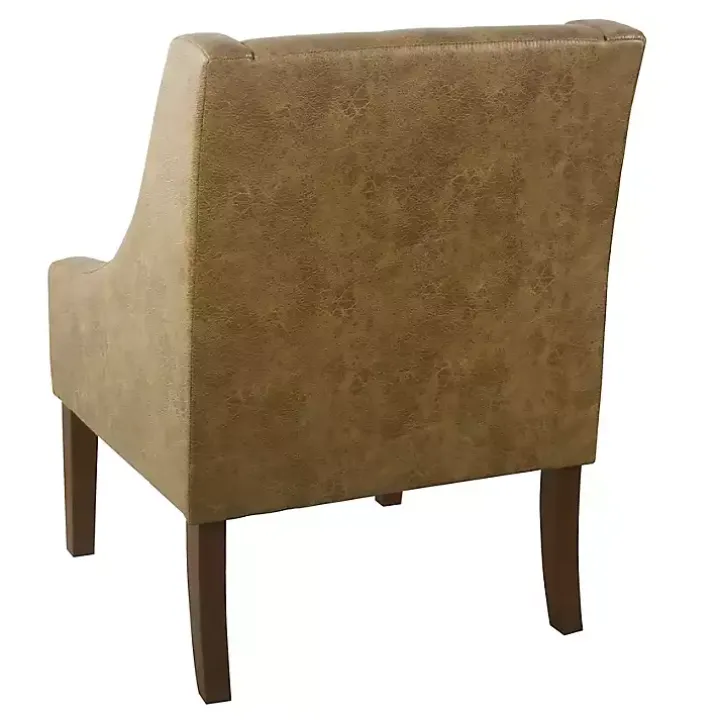 Vintage Faux Leather Swoop Accent Chair