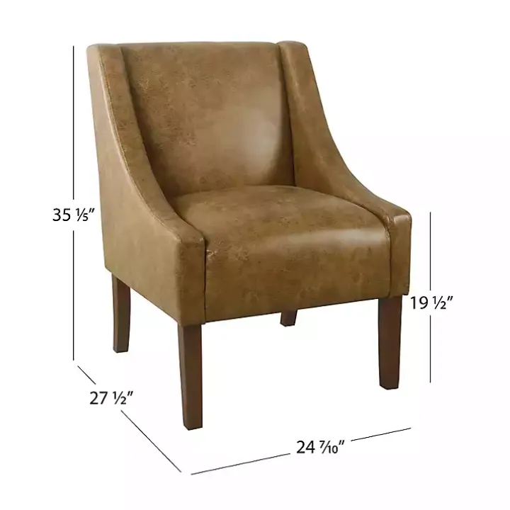 Vintage Faux Leather Swoop Accent Chair