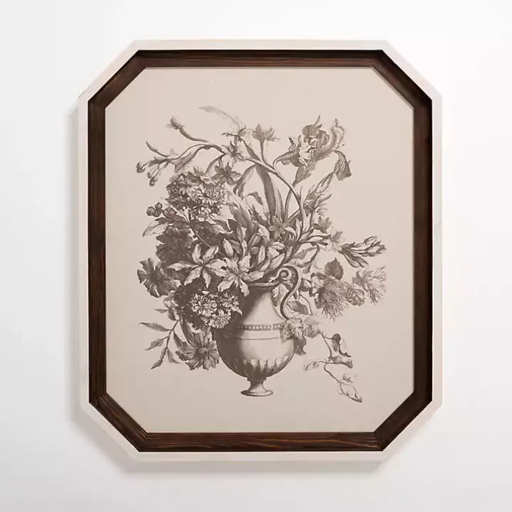Vintage Floral Octagon Framed Art Print