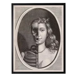 Vintage Girl and Skeleton Halloween Wall Plaque